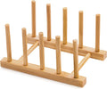 Bamboo Dish Drying Rack for Kitchen Counter & Cabinet (4 Slots) | Detachable Dish/Book/Plate/Bowl/Cup/Cutting Board/Pot Lid Organizer for Kitchen, Living Room, Study, Display Cabinet by Oyydecor