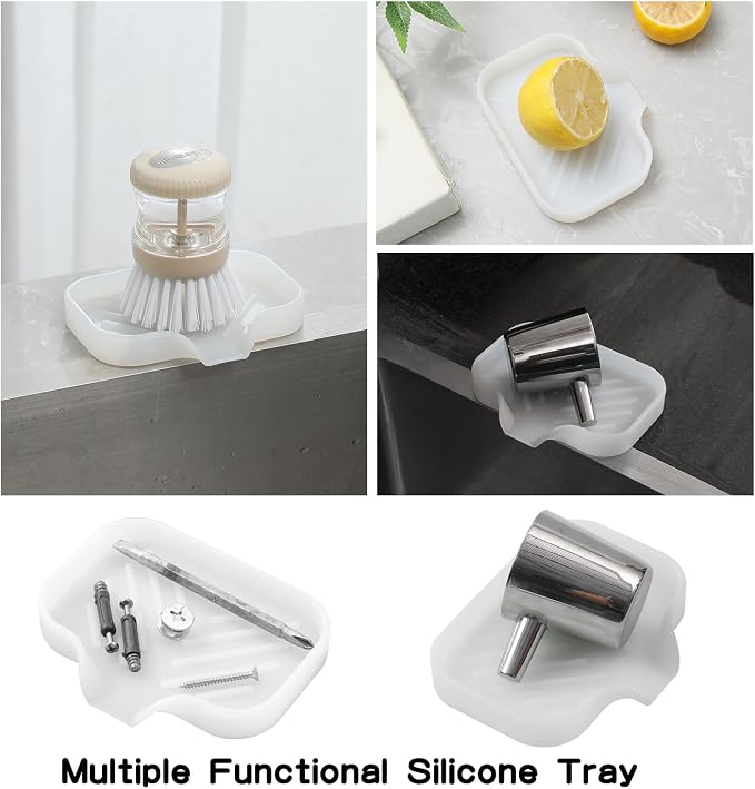 MicoYang Silicone Soap Dish with Drain Spout, Self-Draining Sink Organizer Tray for Bathroom & Kitchen, Sponges, Dispensers & Soap Holder, Non-Slip & Dishwasher Safe, Translucent (Compact, 4.9"×3.2") - Image 5