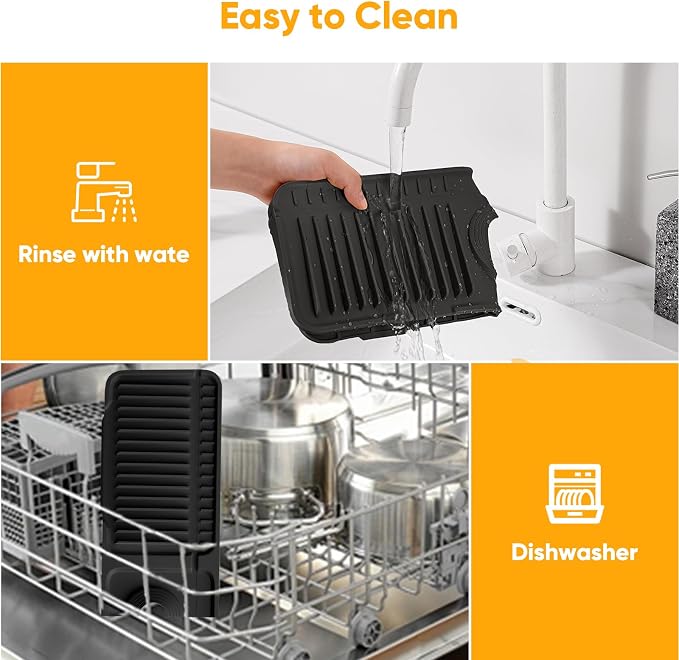 17.7'' Folding Faucet Mat for Kitchen Sink Splash Guard[7° Slope Fast Self-draining][Snap Lock Fit] Kitchen Sink Faucet Mat Splash Guard Kitchen Sink Area Water Splash Guard Behind Faucet Draining Mat - Image 9