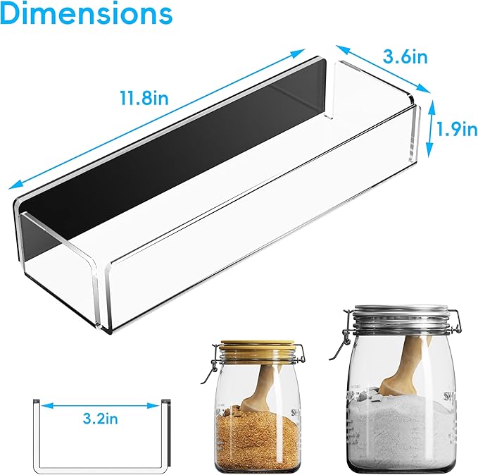 4 Pack Acrylic Spice Racks for Refrigerator and Oven, Magnetic Fridge Organizers and Storage, Clear - Image 3