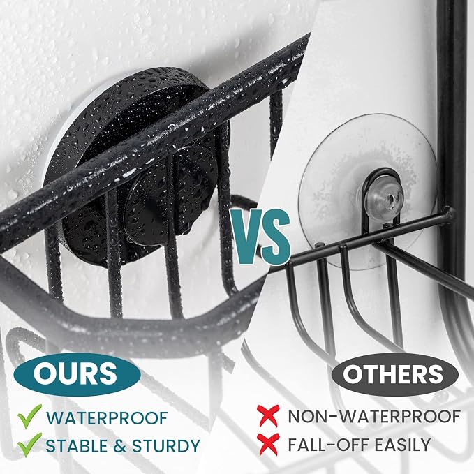 TAILI Sponge Holder for Kitchen Sink with Strong Suction Cup-Black | Removable Sink Caddy for Kitchen Sink Oganizer, Rustproof Aluminum Sink Sponge Holder for Scraper Brushes, Stoppers - Image 4