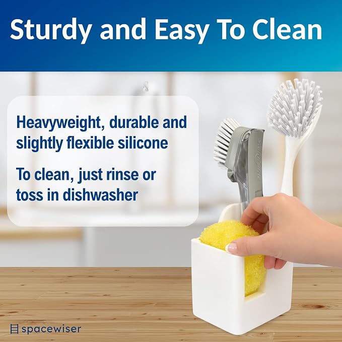 Silicone Sink Caddy – Sponge Dish Brush Holder for Kitchen Sink | Kitchen Sink Organizer, Sink Brush Holder, Sink Sponge Holder for Scrub Daddy, Scrub Mommy, Sponge & Kitchen Brush Holder - Image 8
