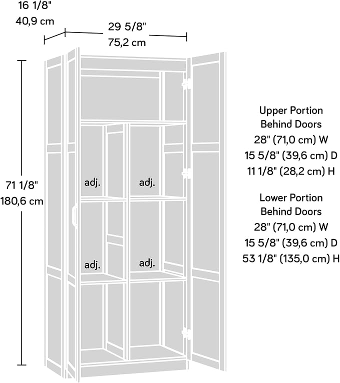 Sauder Storage Cabinet/ Pantry cabinets, 29.61 " x D: 16.02 " x H: 71.50", Cinnamon Cherry finish - Image 8