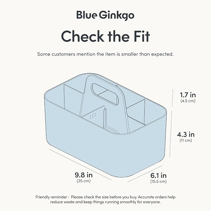 BLUE GINKGO Stackable Organizer Caddy, Rectangle, Blue, Made in Korea | Portable. Adjustable. Home, Office & School Storage. - Image 3