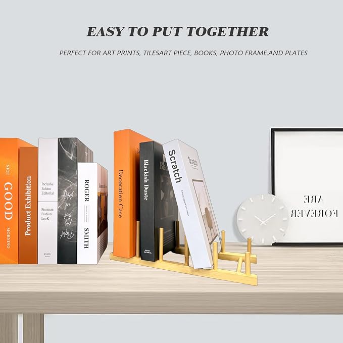 Plate Display Stands, 2 Pack 5-Slot Wooden Plate Holder Organizer | Sturdy Craft Show Display Stand for Art Prints, Book, Photo, Picture Frame, Plaque, Platter and Tabletop Decor - Image 6