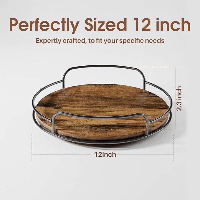 LAMU Lazy Susan Organizer, 12'' Lazy Susan Turntable for Cabinet, Table Top, Kitchen, Countertop, Bathroom, Pantry, Spice Organization, Wooden,1 Pack - Image 2