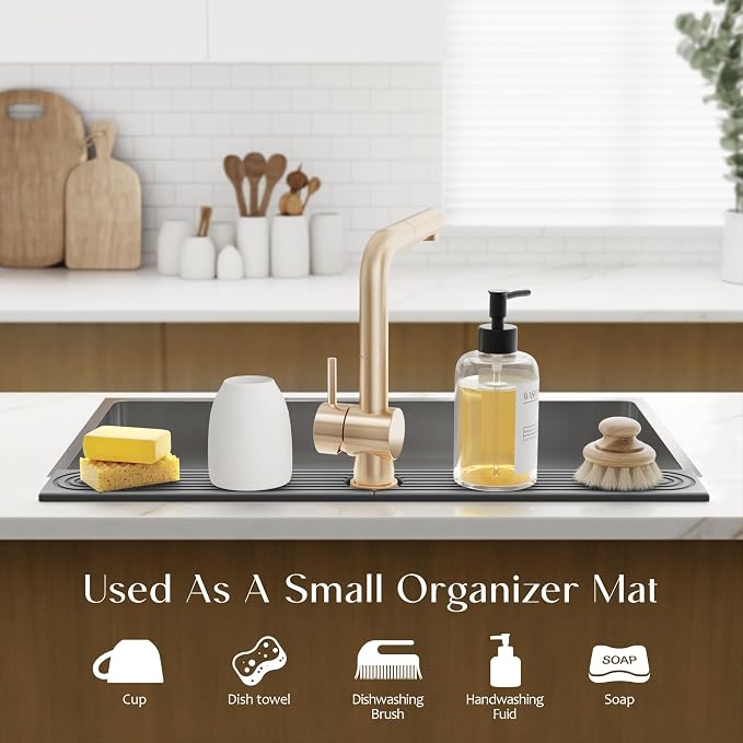 30 inch Kitchen Faucet Absorbent Mat - Diatomaceous Earth Splash Guard for Sink Faucet, Aesthetic Water Absorbing Stone Tray in The Modern Home (30" x 3.9", Dark grey) - Image 5