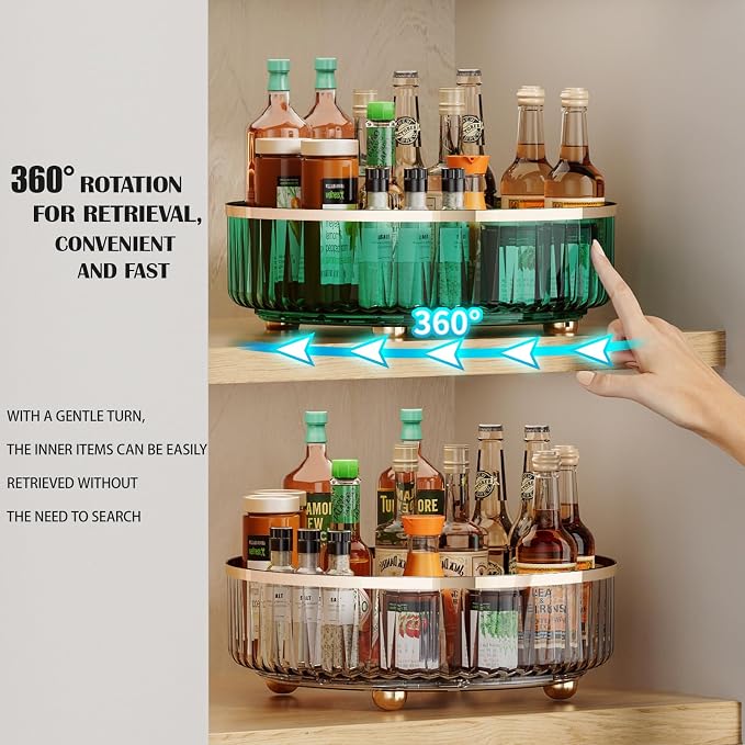 Clear Lazy Susan Pantry Organizers and Storage, 11” Turntable Organizer, Rotating Storage Rack for for Kitchen, Pantry,Cabinet, Dining Table,Fridge,Countertop,Vanity,Food Storage - Image 6