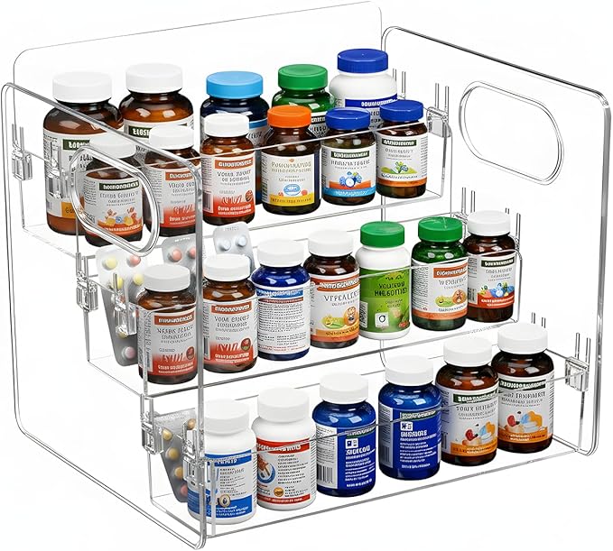 3-Tier Vitamin Storage Organizer, Organizer For Vitamin Bottles And Medicine Bottle, Vitamin Bottle Organizer For Countertop, Bathroom Cabinet Storage Items Are Clearly Visible (2item) - Image 8
