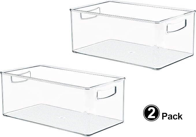 Hudgan 4 Pack Straight Sides Stackable Pantry Organizer Bins for Home Edit - 13.5''L x 7.5''W x 5.5''H - Image 2