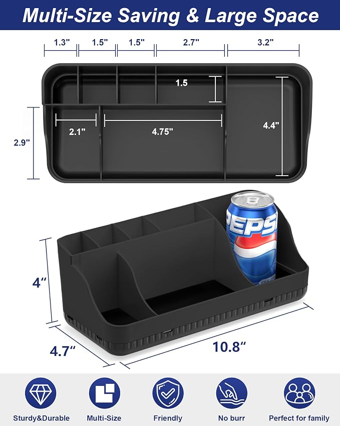 Bathroom Counter Organizer and Storage, 7 Slots Detachable Toothbrush Holders for Bathrooms, Anti-Slip Electric Toothbrush and Toothpaste Holder Countertop Vanity Organizer Accessories for Adults Kids - Image 3