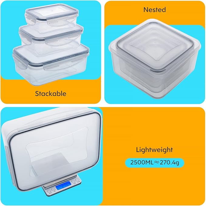 34 PCS Food Storage Containers with Lids Airtight(17 Lids &17 Containers) | Microwave/Dishwasher Safe 100% Leakproof Storage Containers for Meal Prep Kitchen Storage Organization with Labels & Pen - Image 5