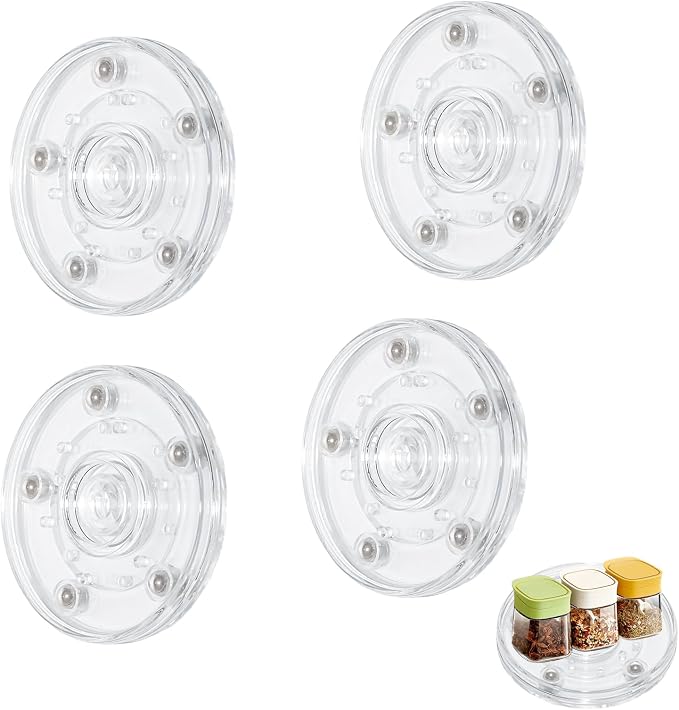 4PCS 3 inch Clear Small Lazy Susan Turntable Mini Lazy Susan Acrylic Ball Bearing Rotating Tray for Spice Rack Table Cake Kitchen Pantry by Unknown