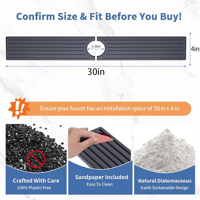Fast Drying Kitchen Sink Splash Guard, Durable Stone Kitchen Faucet Mat, Water Absorbing Stone Tray for Sink, Diatomite Faucet Mat for Kitchen Sink, Stone Drying Mat for Kitchen and Bathroom Counter - Image 3