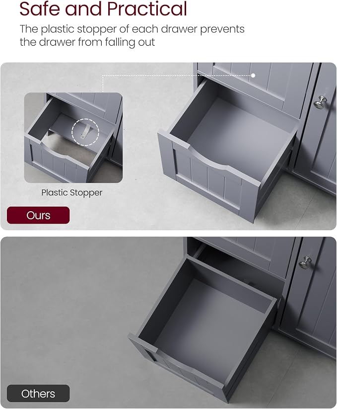 VASAGLE Floor Storage Cabinet, Freestanding Storage Unit with 3 Drawers, 1 Adjustable Shelf, for Bathroom Living Room Dining Kitchen, 11.8 x 23.6 x 31.5 Inches, Dove Gray UBBC049G02 - Image 9