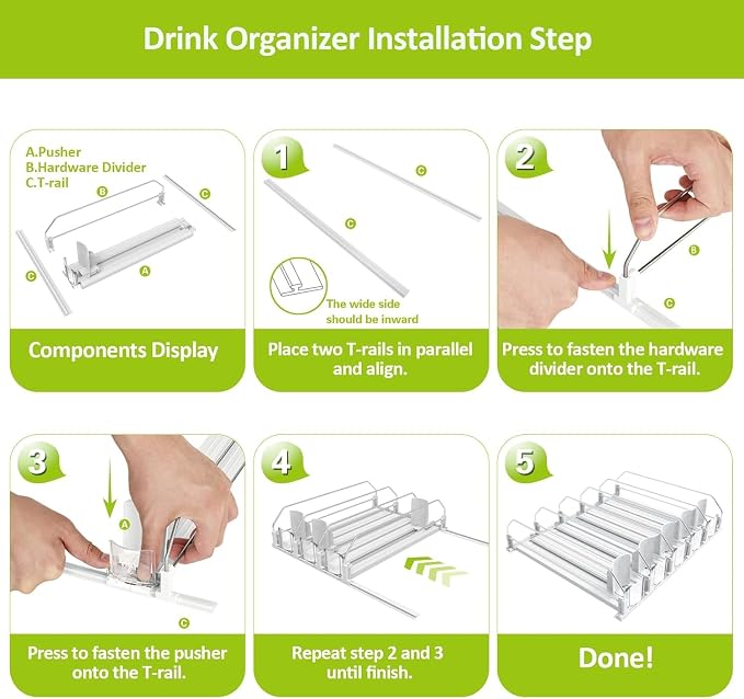 IBORING Drink Organizer for Fridge,Holds up to 30 Cans | Self Pushing Fridge Drink Organizer,Automatic Drink Dispenser for Fridge,Idea for fridge organizers and storage - Image 6