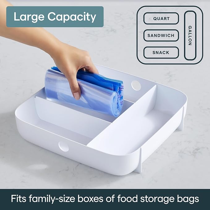 YouCopia StoraBag Food Bag Dispenser, Family Size 4-Slot, Plastic Sandwich Bags Drawer Organizer for Kitchen Storage - Image 4