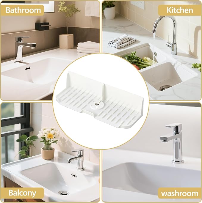 Silicone Kitchen Countertop & Sink Splash Guard, Silicone Sink Faucet Drying Mat, Faucet Mat for Kitchen Sink, 16.9” x 5.5’’ x 3.9’’ Splash Guard for Kitchen, Bathroom (Transparent) - Image 6