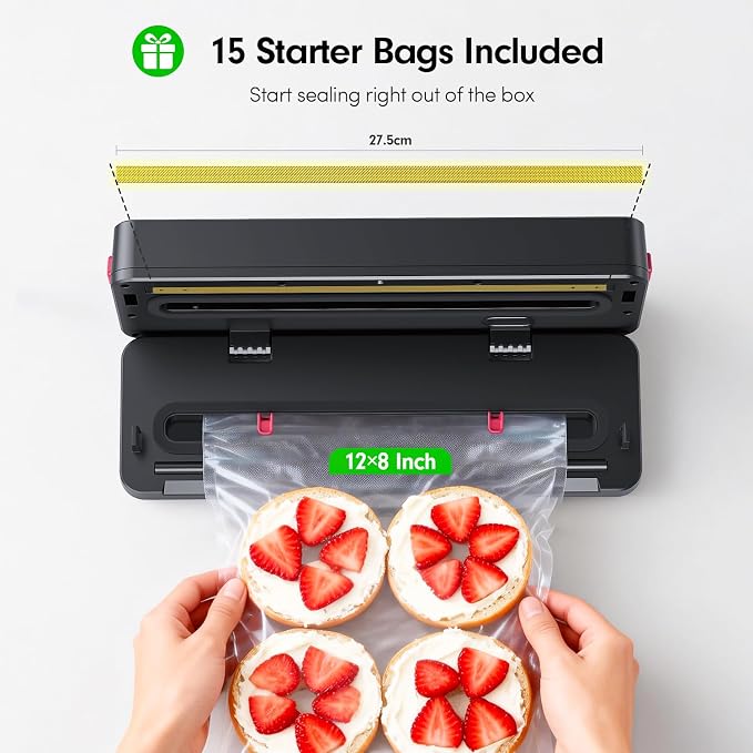 Portable Vacuum Sealer for Food Storage: 75kPa Suction Vacuum Sealer Machine - 4000mAh Rechargeable Battery for Home Kitchens Apartments RVs & Travel - Dry & Moist Food Modes, Built-in Cutter - Image 7