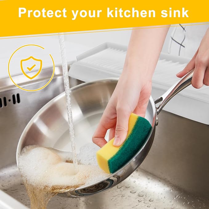 Silicone Sink Edge Protectors - Multifunction Accessories, Splash Guard & Draining Mat for Kitchen, Bathroom Sink, Steel, Granite, Quartz Countertops (Transparent, 4 * 30in) - Image 2