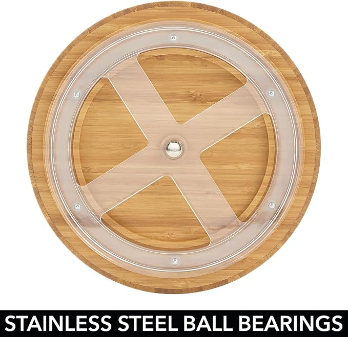 mDesign Lazy Susan Turntable Bamboo Spinner for Kitchen Cabinet, Pantry, Fridge, Cupboards, or Counter, Fully Rotating Organizer for Food, Spices, or Condiments, 9" Round, Echo Collection, Natural/Tan - Image 4