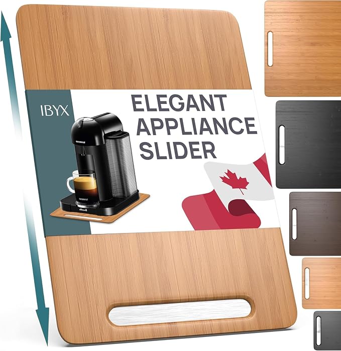Ibyx Appliance Slider, Sliding Tray for Coffee Maker, 9.5 x 14 in, Natural | For Coffee Maker & Heavy Kitchen Appliances, Easy Slide, Made of Premium Bamboo, Space-Saving Kitchen Organizer 40lb Capacity by Ibyx