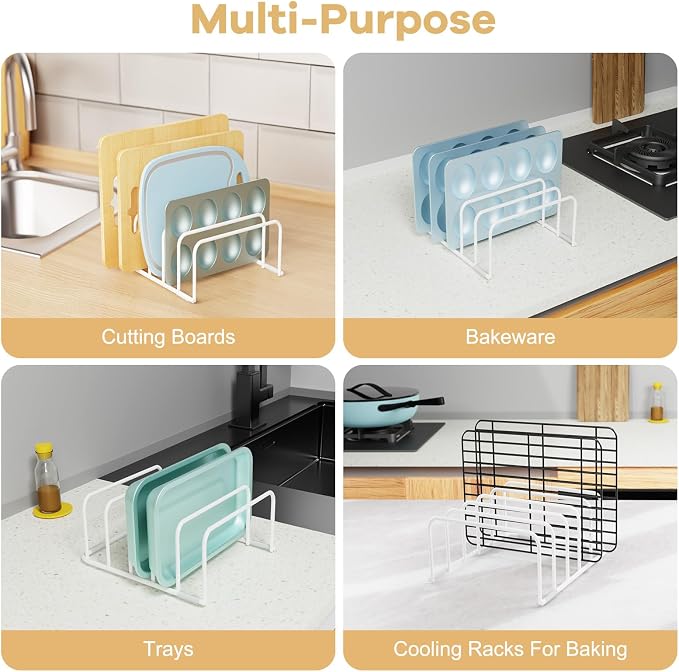 Fikoksol Cutting Board Organizer Storage, Baking Sheet Rack under Cabinet | Heavy Duty Cookie Sheet Organizer, Metal Cutting Board Holder, Space-saving Plate Holder for Cabinet, Tray Divider for Drawer - Image 6