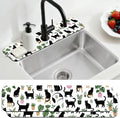 2 Pcs Kitchen Sink Splash Guard Faucet Mat Potted Cat Pattern Faucet Mat for Sinks Flower Absorbing Drying Mats for Kitchen Bathroom by CONCHLERY%E6%97%97%E8%88%B0%E5%BA%97