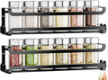 LUCYCAZ 2 Pack Wall Mounted Spice Rack for Spice Jars & Seasonings (Black) | 8 Metal Hooks, Space-Saving,Screw or Adhesive Spice Shelf Hanging,for Kitchen Cabinet,Pantry Door,RV,Camper Spice Orgnaizer by LUCYCAZ