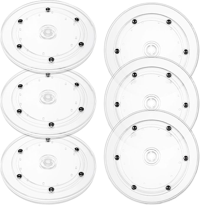 6PCS Small Lazy Susan 6 Inch, Transparent Acrylic Turntable for Cabinet Organization, 360 Degree Rotating Spice Rack for Kitchen, Fridge, Pantry & Bathroom Vanity by Oungy
