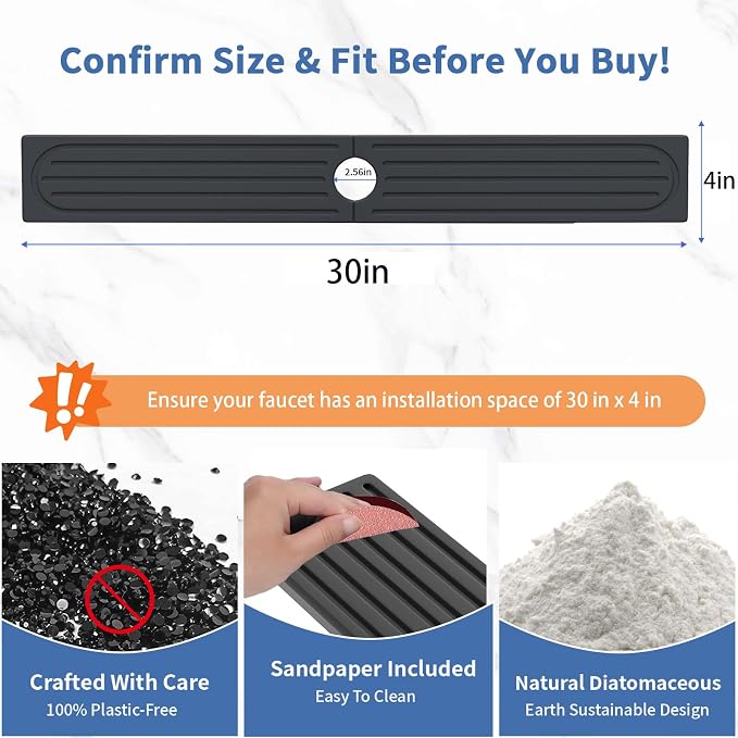 Fast Drying Kitchen Sink Splash Guard, Durable Stone Kitchen Faucet Mat, Water Absorbing Stone Tray for Sink, Diatomite Faucet Mat for Kitchen Sink, Stone Drying Mat for Kitchen and Bathroom Counter - Image 3