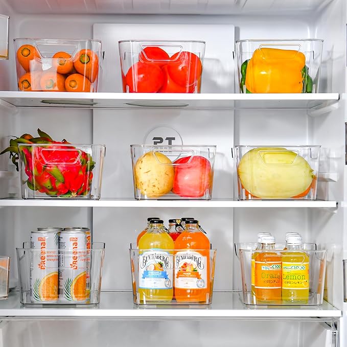 12 Pack Clear Plastic Storage Bins, Pantry Organizers and Storage, Clear Pantry Organizer Bins, Plastic Containers with Handle for Kitchen,Freezer,Cabinet,Closet,Bathroom Under Sink Storage - Image 3