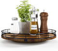 AMH 12-Inch Farmhouse Oak Lazy Susan Organizer, Walnut Finish | Smooth rotating oak tray with walnut finish for dining tables, kitchen counters, pantries and cabinet storage. by AMH