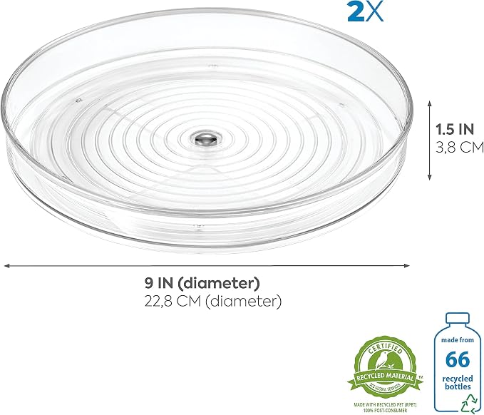 iDesign 9-Inch Lazy Susan Organizer - Small Lazy Susan Turntable for Cabinet or Pantry, 2 Count, Clear (Pack of 12) - Image 3