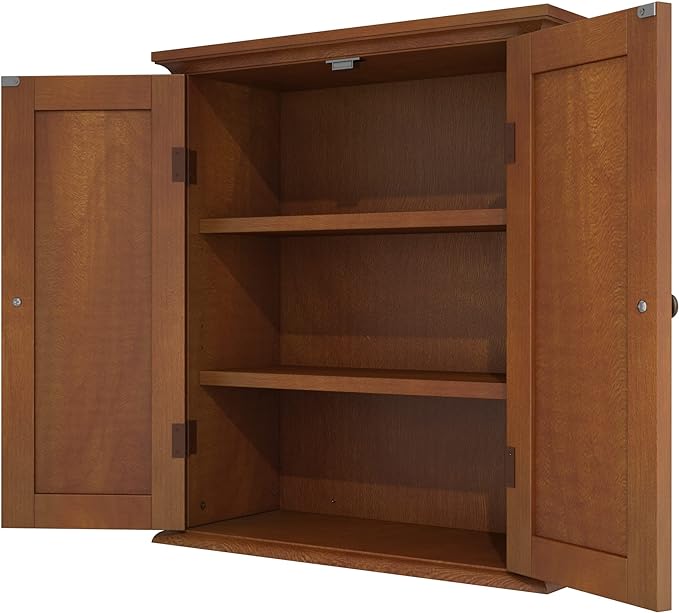 ChooChoo Bathroom Wall Cabinet with 2 Doors, Over The Toilet | 8.8"D x 21.1"W x 24"H, Medicine Cabinet, Adjustable Shelves, Cupboard, Walnut - Image 6