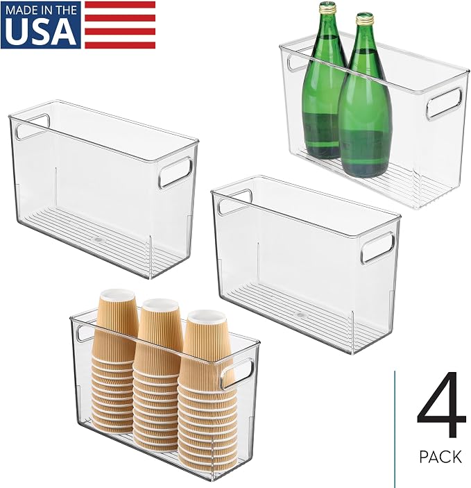 iDesign Tall Plastic Storage Bin with Handles, Set of 4, Clear | For Fridge or Freezer, Made in USA - Image 2