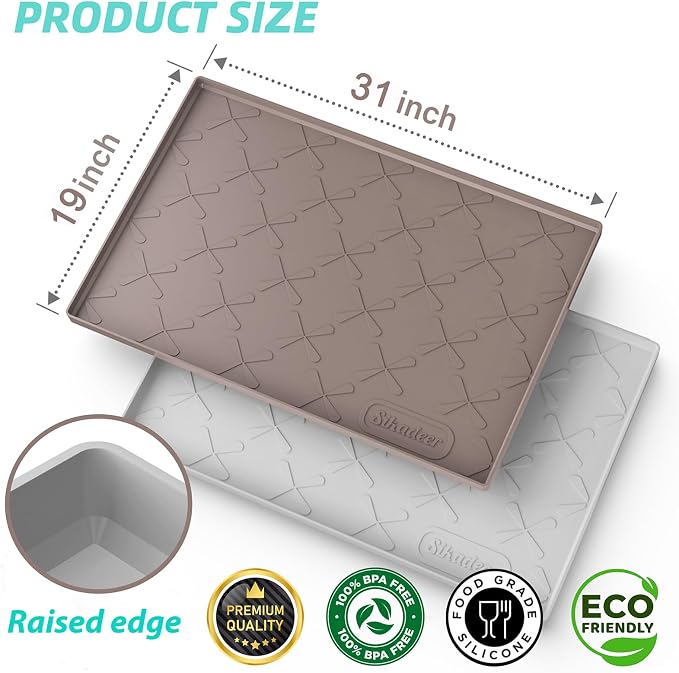 Waterproof Under Sink Mat 31" x 19" Silicone Mat Cabinet Protector | Heavy Duty Kitchen Cabinet Liner, Easy Press Drain, Home Essentials for Pet Feeding, Boots, Bathroom, Organizers & Storage - Image 3