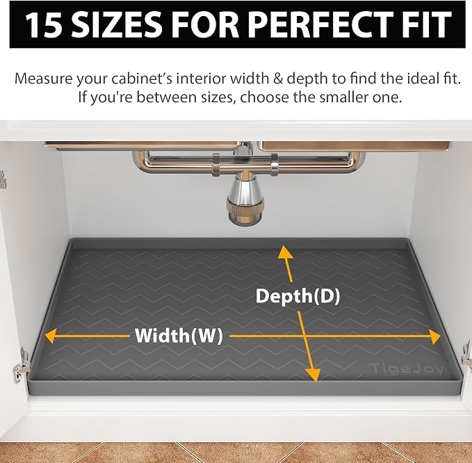 TigeJoy Under Sink Mats for Kitchen Waterproof 28" x 22", Cabinet Liner | Leak-Proof Silicone Mat Sink Protector, Kitchen Essentials Organizer and Storage,Boot or Shoe Tray, Pet Feeding Mat - Image 6