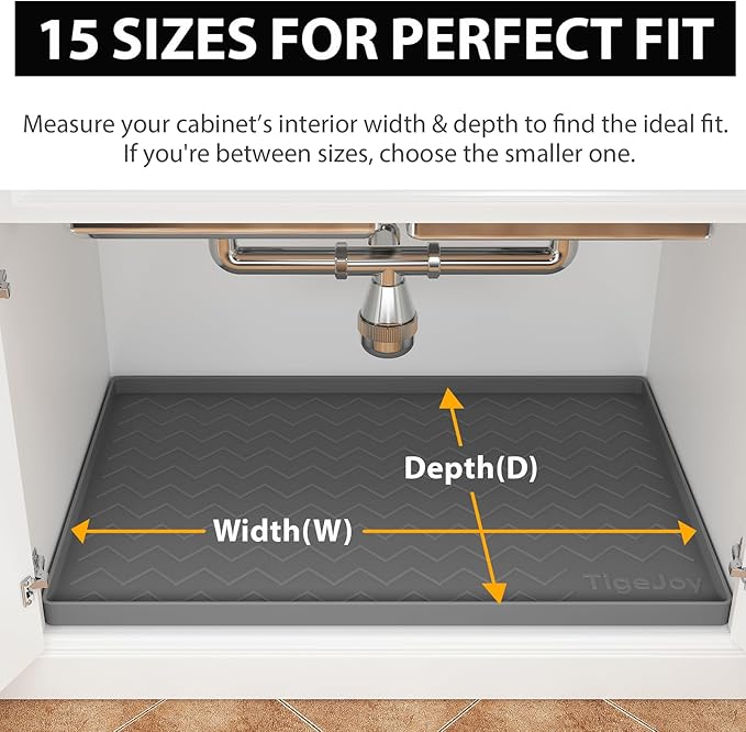 TigeJoy Under Sink Mats for Kitchen Waterproof 22" x 19", Cabinet Liner | Leak-Proof Silicone Mat Sink Protector, Kitchen Essentials Organizer and Storage,Boot or Shoe Tray, Pet Feeding Mat - Image 6