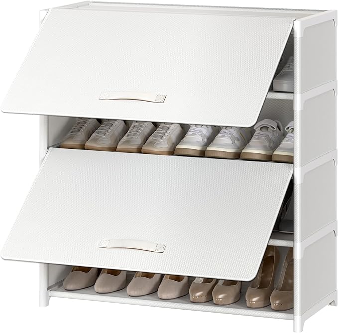 5 Tier Shoe Cabinet with Door, 20-Pair Storage, White | Ideal for Daily Family Use, Door Keeps Shoes Dust-Free, Stops Pets from Chewing, Simple Tool-Free Install by UNITSTAGE