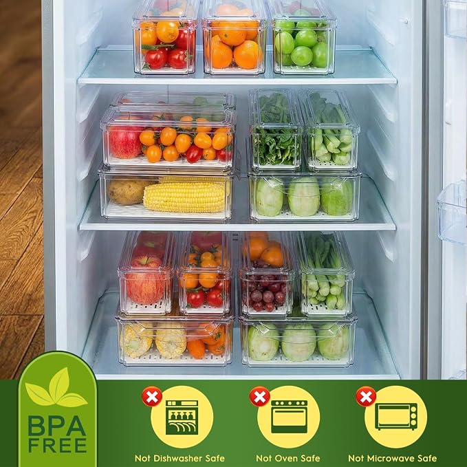 ZIJUND 6 Packs Fridge Organizers and Storage, Refrigerator Organizer Bins | Stackable BPA-Free Refrigerator Organizers and Storage Containers for Fruit, Vegetable, Food, Drinks, Cereals, Clear - Image 3