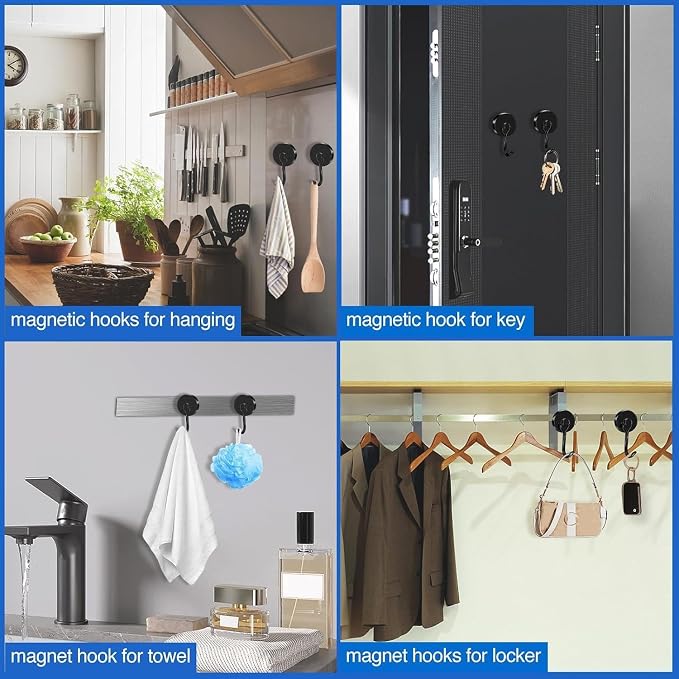LOVIMAG Swivel Magnetic Hooks, 120LBS, Pack of 8 | Cruise Cabin Ship Essentials 2026, Heavy Duty Magnets for Refrigerator, Classroom, Kitchen, Hanging Mug, Black - Image 6