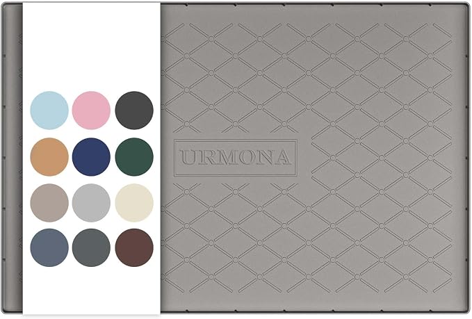 URMONA 31" x 22" Waterproof Silicone Mat in Multiple Sizes & Colors, Under Sink Mat for Kitchen & Bathroom, Pet Food Pad for Dogs & Cats, Kitchen Cabinet Liner, Multi-Purpose for Storage(Beige) by URMONA