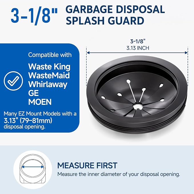 Garbage Disposal Splash Guard Collar Sink Baffle, Food Waste Disposer Parts Accessories, 3-1/8 Inch Multi-function Drain Plugs for Garbage Disposals by CLEESINK - Image 2