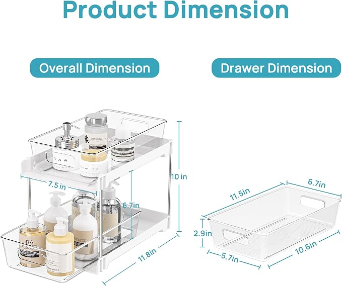 Vtopmart 4 Pack Pull Out Bathroom Under Sink Organizer (S-Standard, White) | Slide-out drawers, Multi-purpose storage, Clear visibility, Easy Set-up - Image 2