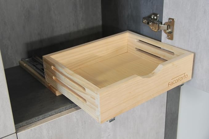 Kitchen Cabinet Organizer, Wood Pull Out Drawer, W12''×D10''×H3'' | Fully Assembled, Slide Out Shelf, Tray Drawer Box - Image 7