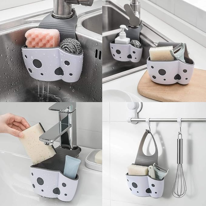 Sponge Holder for Kitchen Sink 2 Pack, Over Faucet Kitchen Sink Caddy | Sink Organizer Rack with Adjustable Straps, Plastic Removable Scrub Holder inside Sink Holding Sponges, Brushes & Stoppers - Image 2