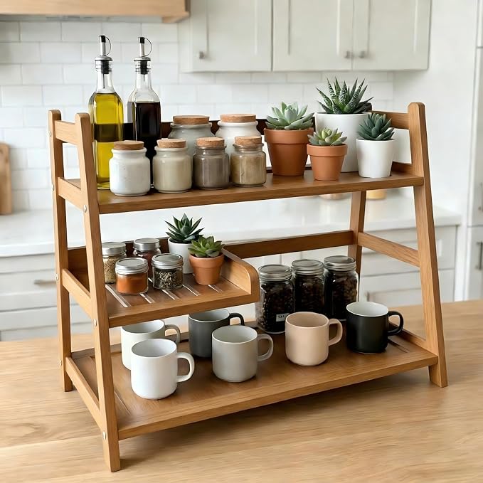 3 Tier Bamboo Matcha Station, coffee station organizer Shelf | for Kitchen Countertop, Tea Bar - Matcha Powder, Tools & Cup Organizer for Matcha Lovers, Home Baristas. - Image 5