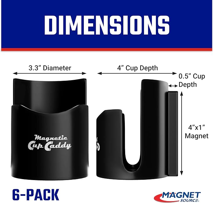 Master Magnetics Magnetic Cup Caddy - Keep Your Favorite Beverage at Hand, 3.3" Inner Diameter, 4.625" Height, Black, Pack of 6, 07583X6 - Image 2