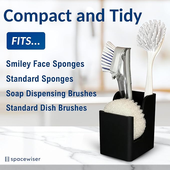 Silicone Sink Caddy – Sponge Dish Brush Holder for Kitchen Sink | Kitchen Sink Organizer, Sink Brush Holder, Sink Sponge Holder for Scrub Daddy, Scrub Mommy, Sponge & Kitchen Brush Holder - Image 2